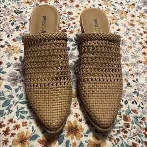 Seven Dials Tan Woven Mules